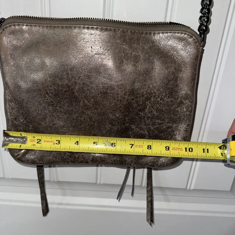 Botkier New York Crossbody Bag Logan Gunmetal Metallic Leather Chain